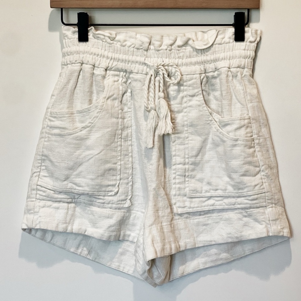 Revolve House Of Harlow 1960 Linen Blend White High Waist Shorts